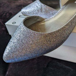 Silver Flats, Glam Glitter Holiday Dress Shoes, BP brand sz 8 Near Perfect